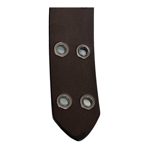 Reversable Belt Brown Black Silver Buckle Unisex Grommet Detail XL Mexico - Picture 4 of 13